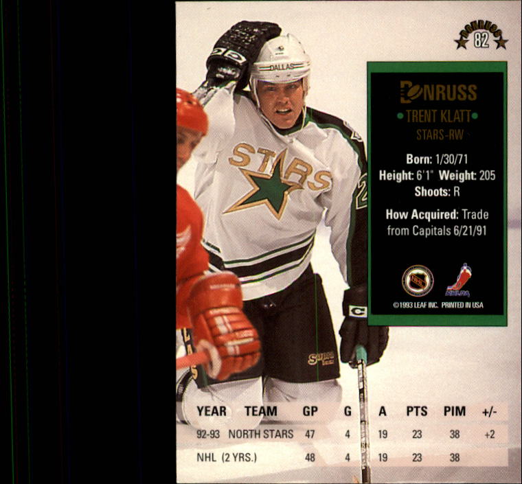 1993-94 Donruss #82 Trent Klatt back image