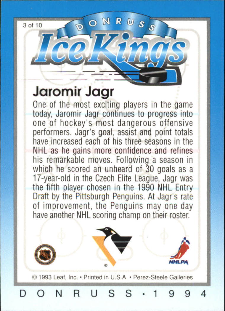 1993-94 Donruss Ice Kings #3 Jaromir Jagr back image