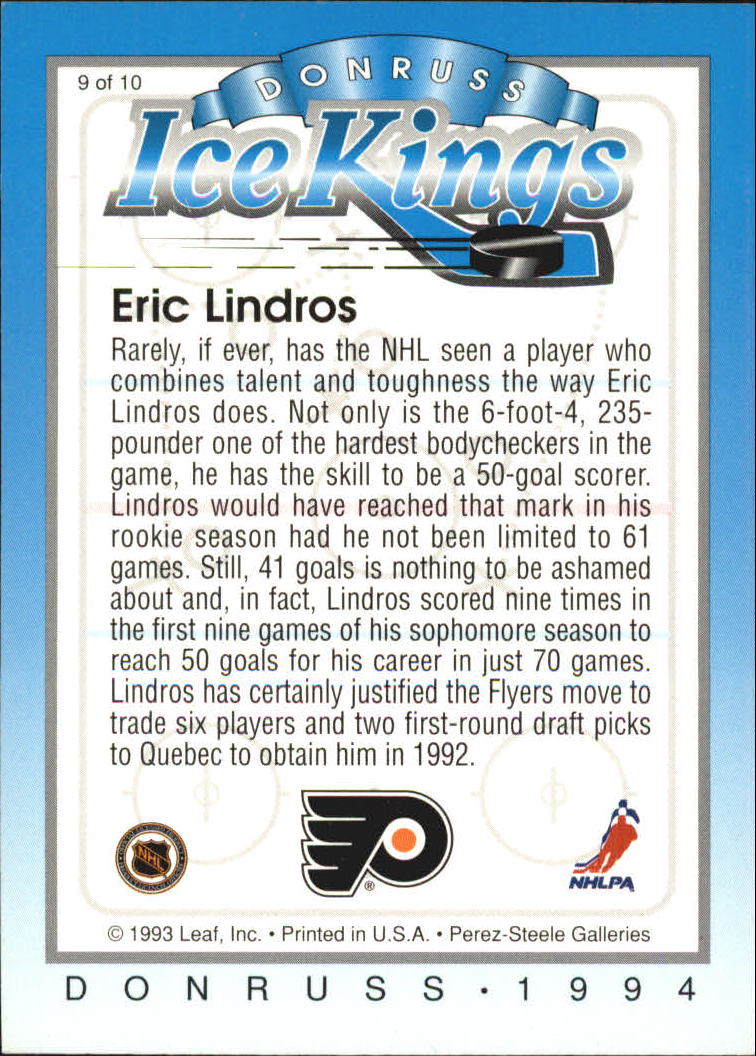 1993-94 Donruss Ice Kings #9 Eric Lindros back image