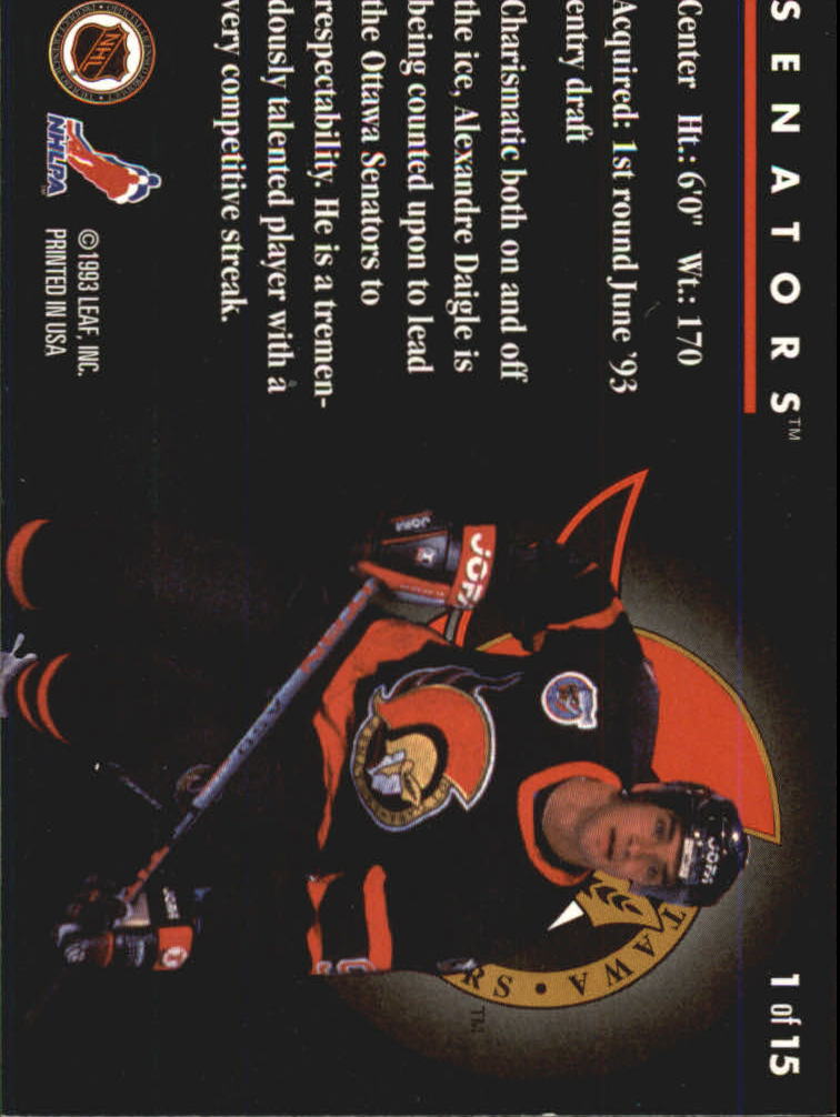 1993-94 Donruss Rated Rookies #1 Alexandre Daigle back image