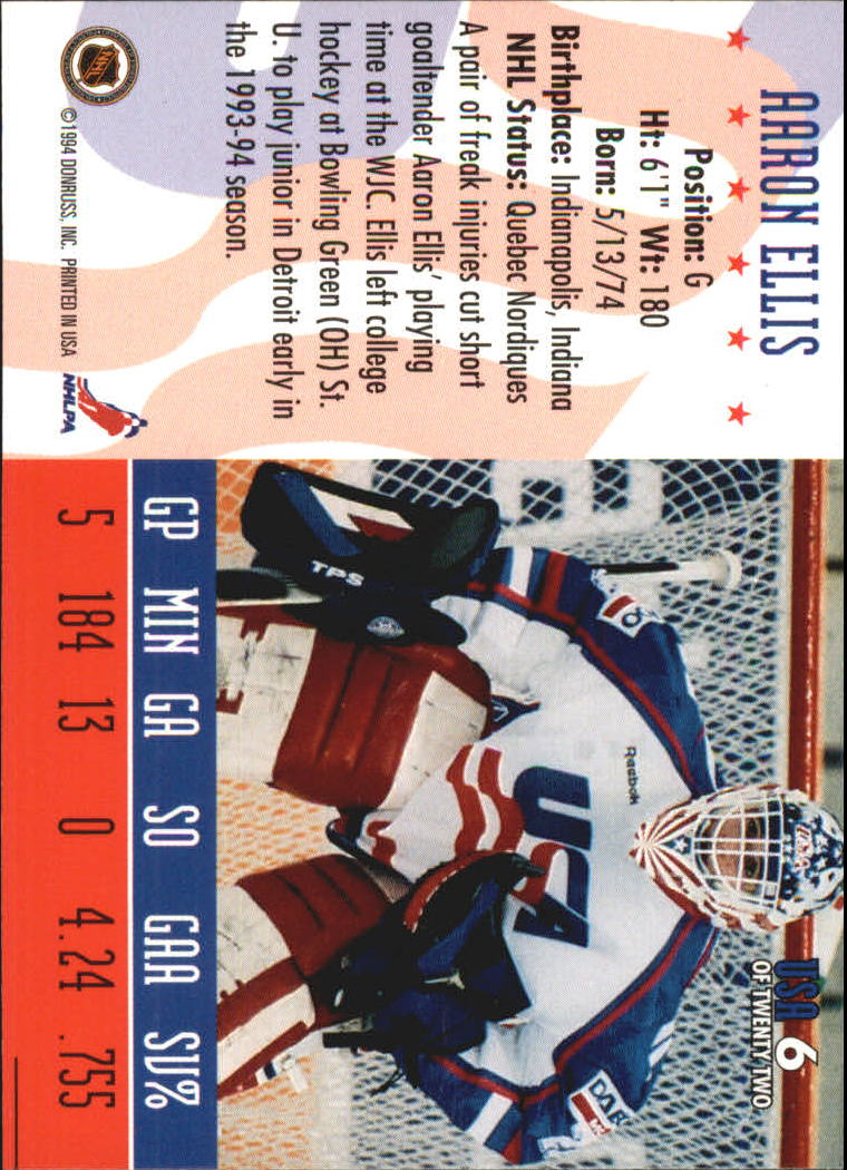 1993-94 Donruss Team USA #6 Aaron Ellis back image