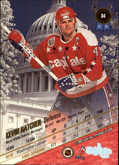 1993-94 Leaf #34 Kevin Hatcher back image