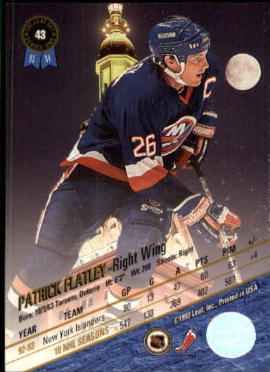1993-94 Leaf #43 Patrick Flatley back image