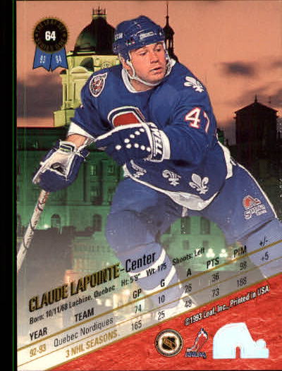 1993-94 Leaf #64 Claude Lapointe back image