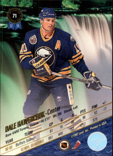 1993-94 Leaf #71 Dale Hawerchuk back image