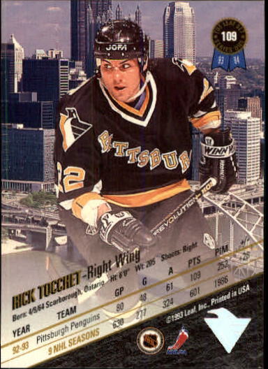 1993-94 Leaf #109 Rick Tocchet back image