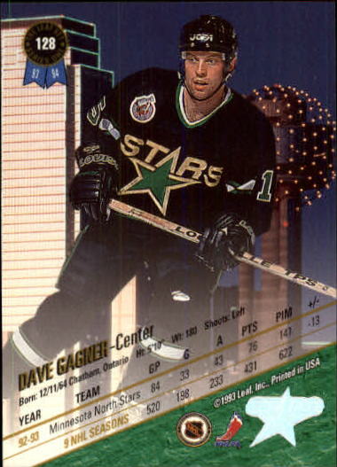 1993-94 Leaf #128 Dave Gagner back image