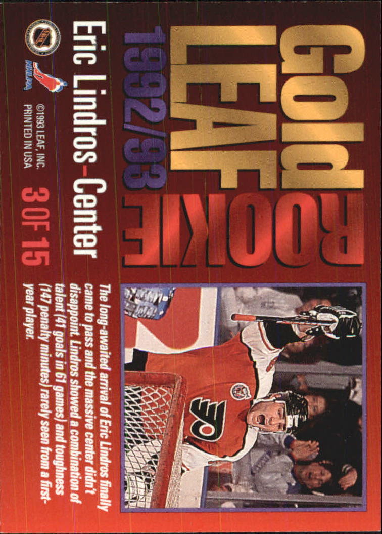 1993-94 Leaf Gold Rookies #3 Eric Lindros back image