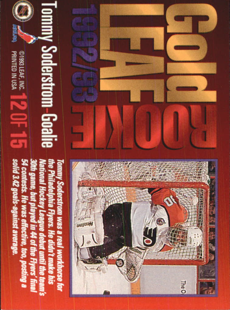 1993-94 Leaf Gold Rookies #12 Tommy Soderstrom back image