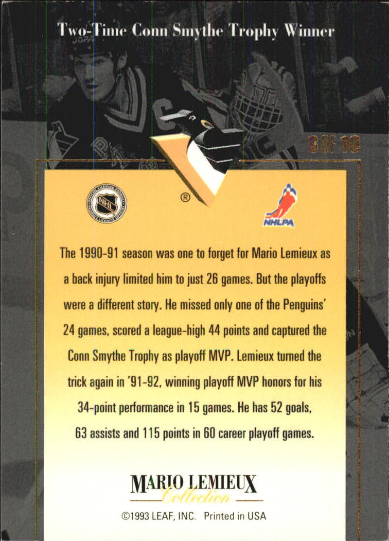 1993-94 Leaf Mario Lemieux #6 Mario Lemieux back image