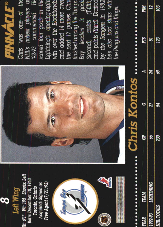 1993-94 Pinnacle #8 Chris Kontos back image