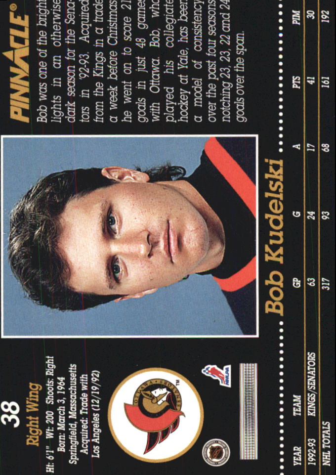 1993-94 Pinnacle #38 Bob Kudelski back image