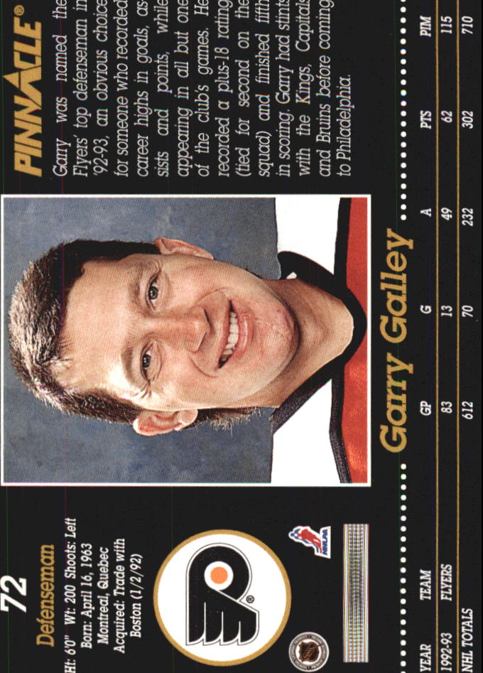 1993-94 Pinnacle #72 Garry Galley back image