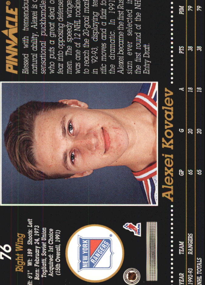 1993-94 Pinnacle #76 Alexei Kovalev back image