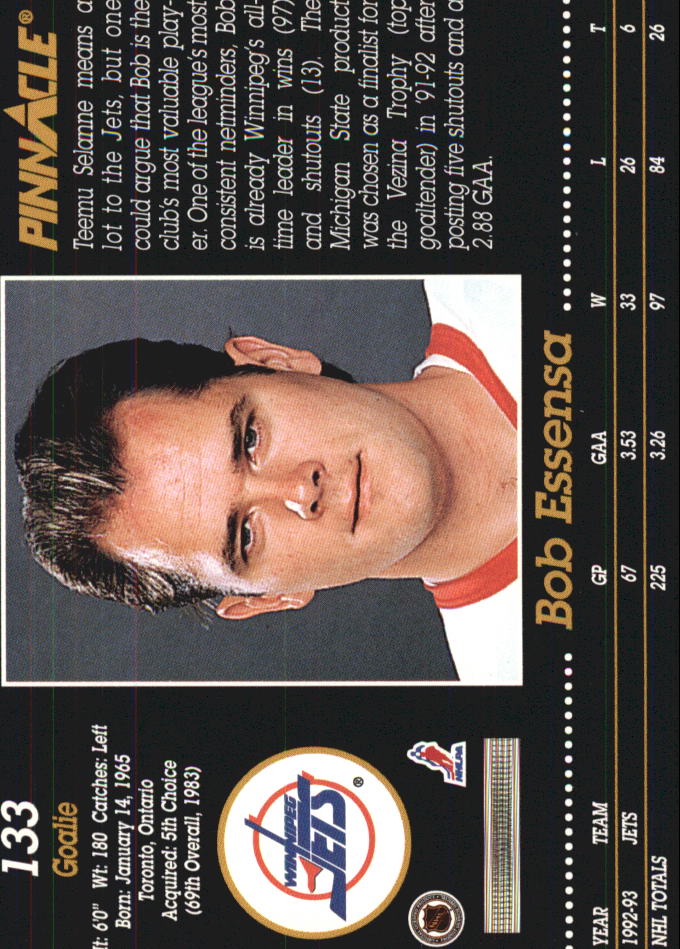 1993-94 Pinnacle #133 Bob Essensa back image