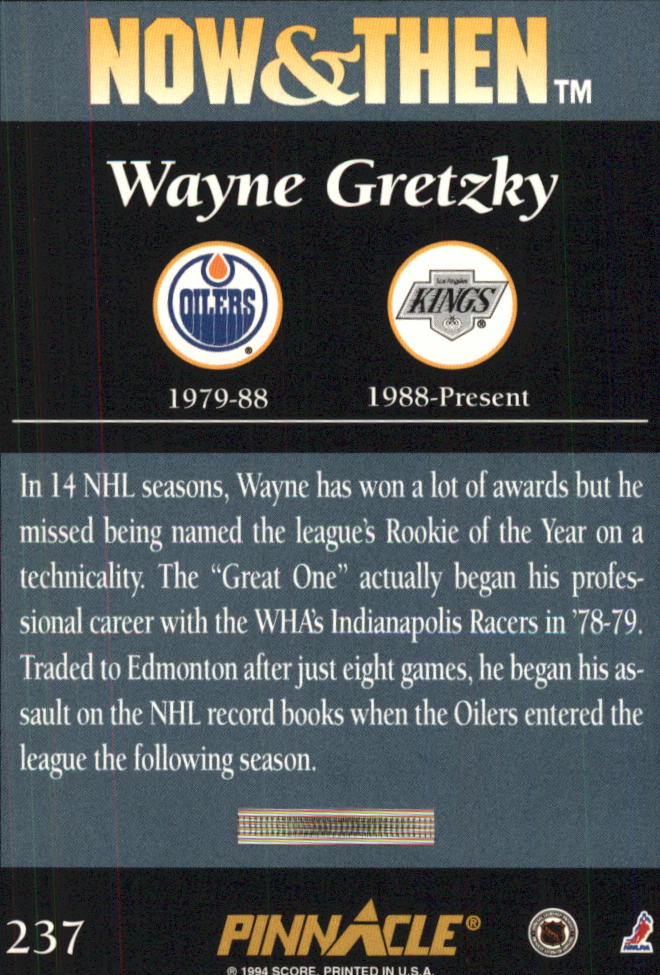 1993-94 Pinnacle #237 Wayne Gretzky NT back image