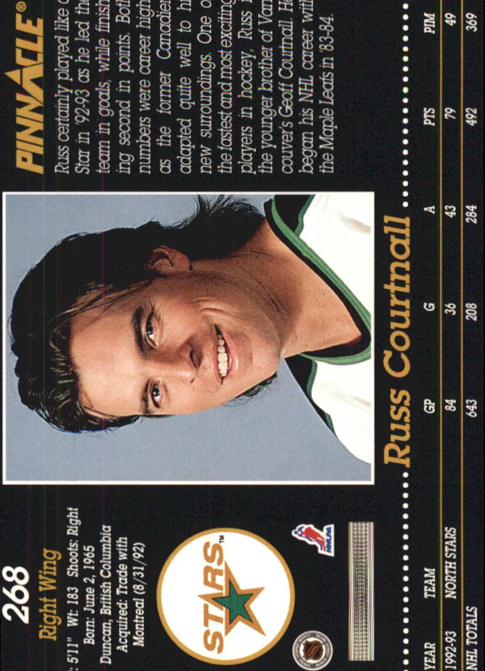 1993-94 Pinnacle #268 Russ Courtnall back image