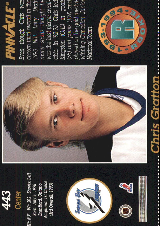 1993-94 Pinnacle #443 Chris Gratton back image