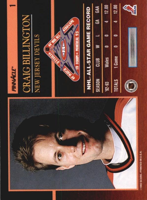 1993-94 Pinnacle All-Stars #1 Craig Billington back image
