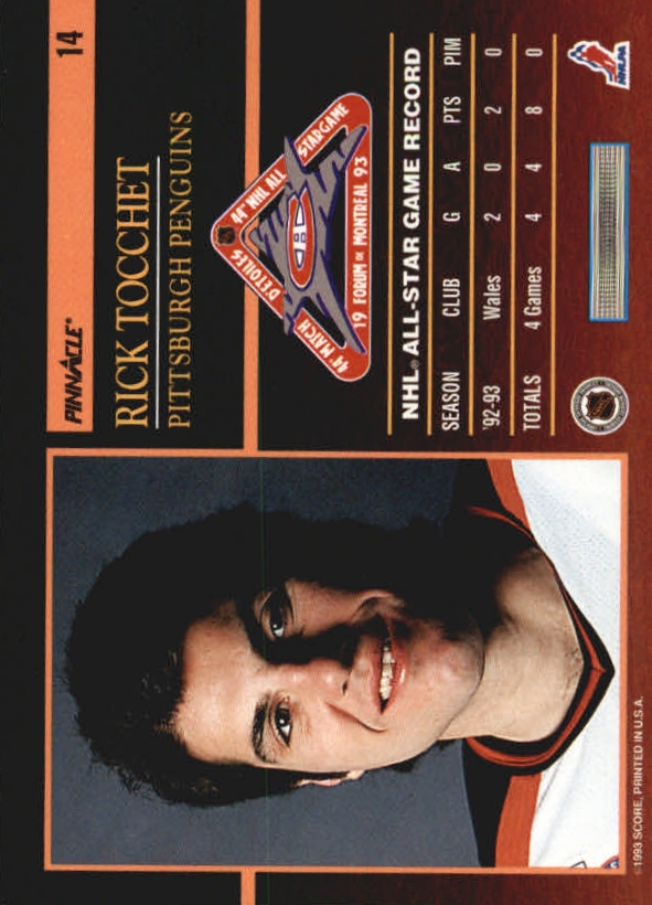 1993-94 Pinnacle All-Stars #14 Rick Tocchet back image