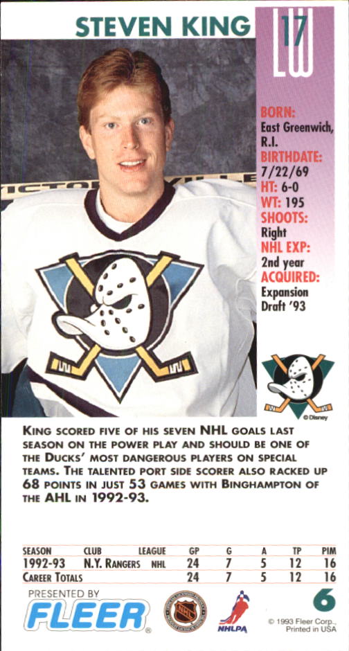 1993-94 PowerPlay #6 Steven King back image