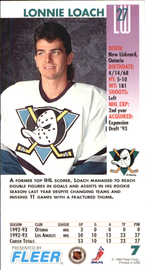 1993-94 PowerPlay #7 Lonnie Loach back image