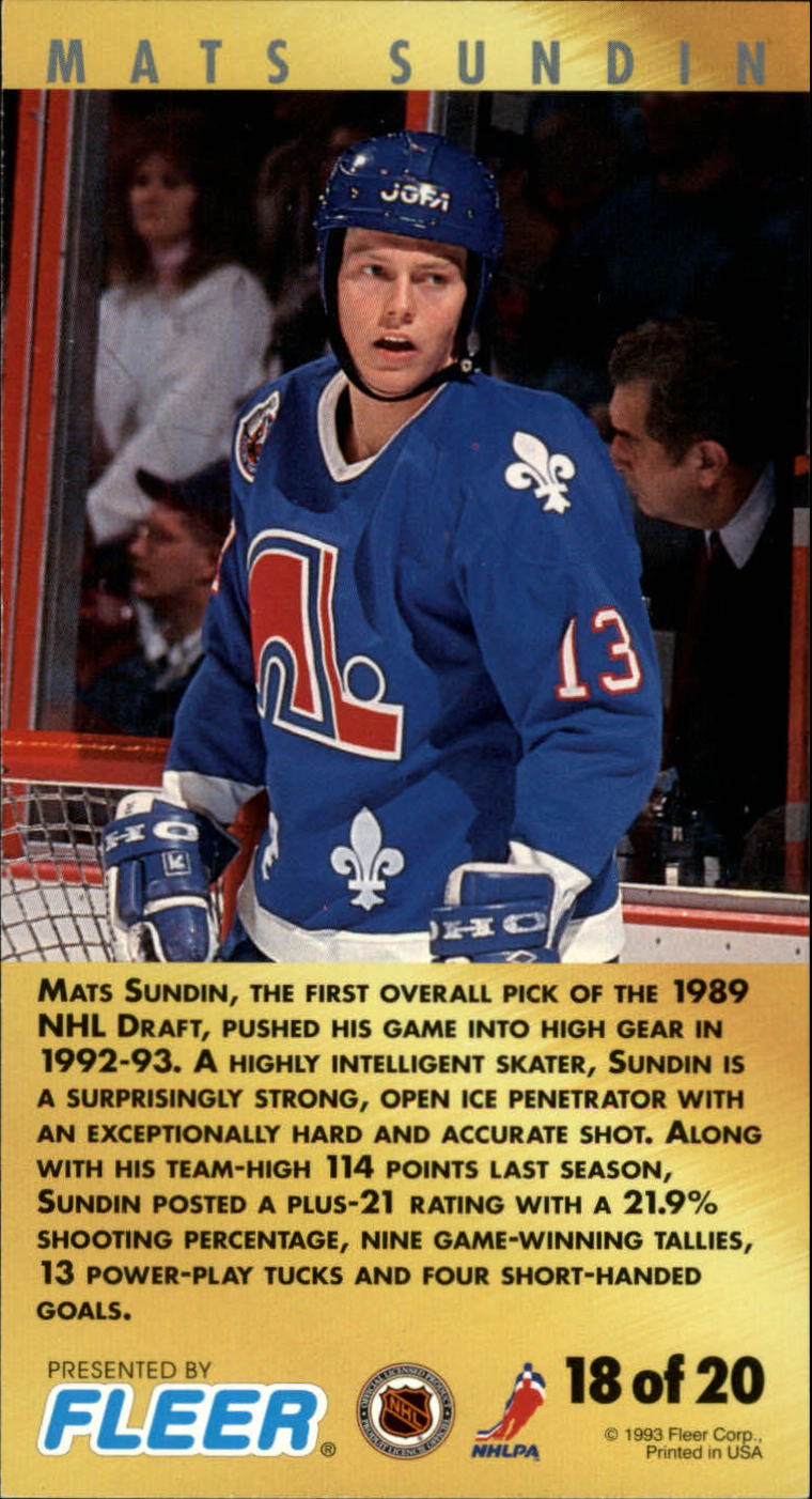 1993-94 PowerPlay Point Leaders #18 Mats Sundin back image