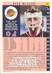 1993-94 Score #47 Kirk McLean back image