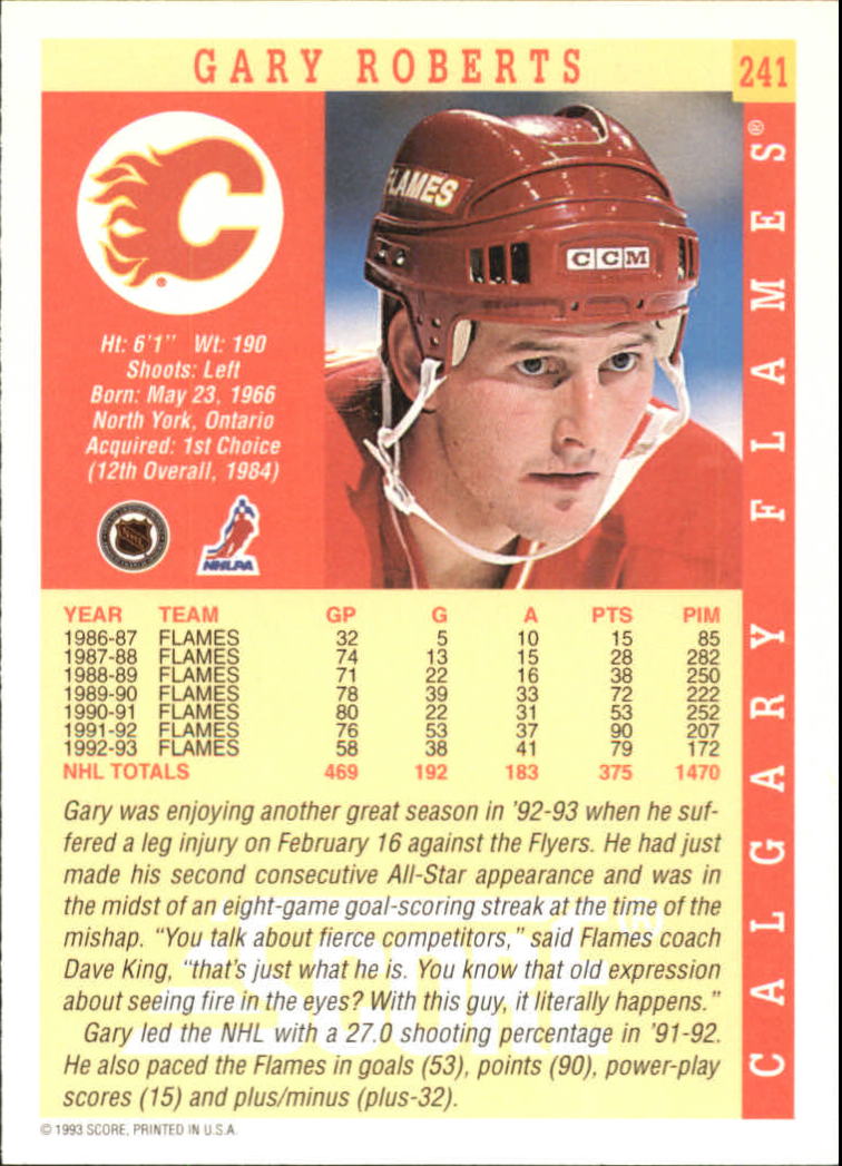 1993-94 Score #241 Gary Roberts back image