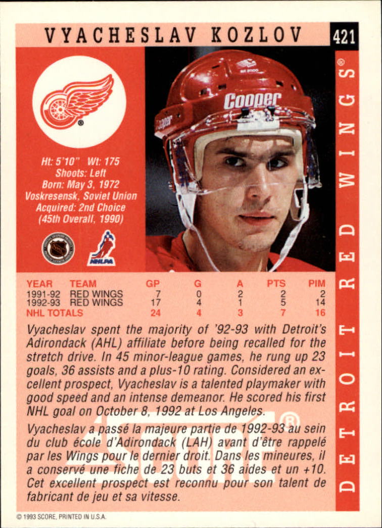 1993-94 Score Canadian #421 Slava Kozlov back image