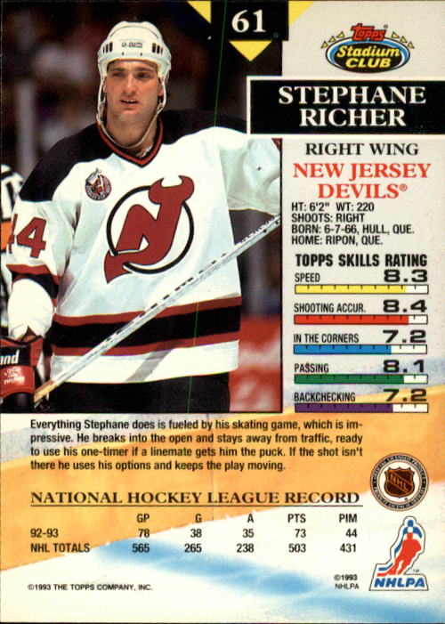 B1400- 1993-94 Stadium Club Hk #s 1-250 +Rookies -You Pick- 15+ FREE US SHIP - Picture 121 of 493