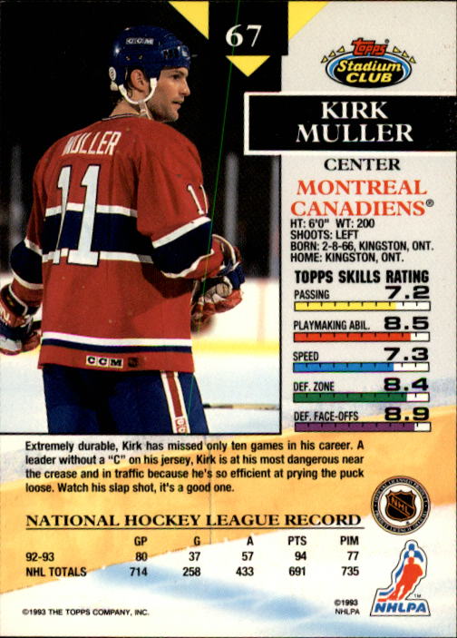 B1400- 1993-94 Stadium Club Hk #s 1-250 +Rookies -You Pick- 15+ FREE US SHIP - Picture 133 of 493