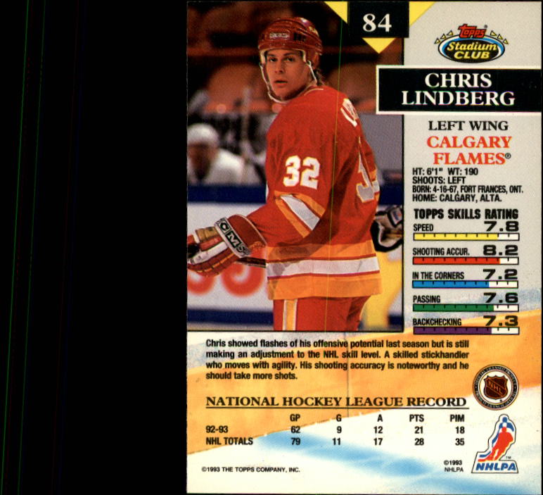 1993-94 Stadium Club #84 Chris Lindberg back image