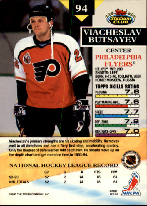 B1400- 1993-94 Stadium Club Hk #s 1-250 +Rookies -You Pick- 15+ FREE US SHIP - Picture 185 of 493