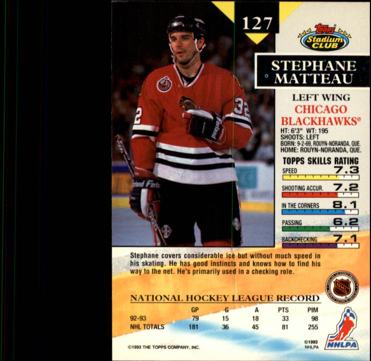 B1400- 1993-94 Stadium Club Hk #s 1-250 +Rookies -You Pick- 15+ FREE US SHIP - Picture 251 of 493