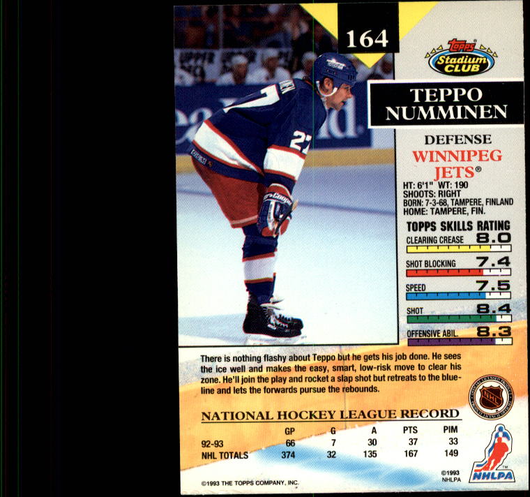 B1400- 1993-94 Stadium Club Hk #s 1-250 +Rookies -You Pick- 15+ FREE US SHIP - Picture 321 of 493