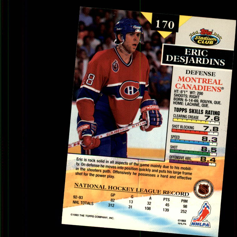 B1400- 1993-94 Stadium Club Hk #s 1-250 +Rookies -You Pick- 15+ FREE US SHIP - Picture 333 of 493