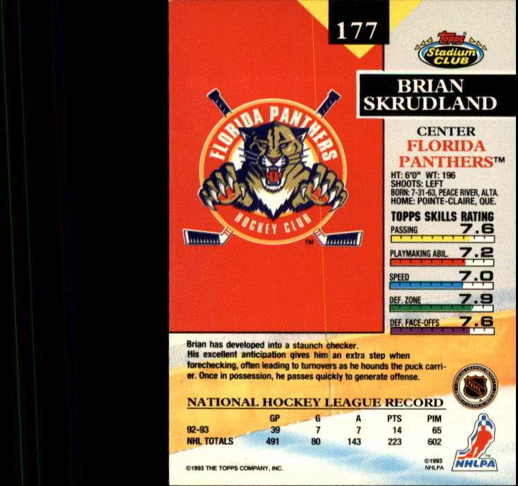1993-94 Stadium Club #177 Brian Skrudland back image
