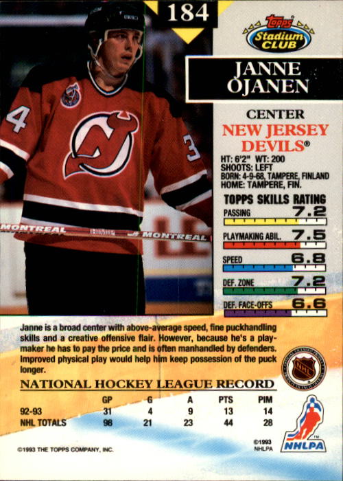 B1400- 1993-94 Stadium Club Hk #s 1-250 +Rookies -You Pick- 15+ FREE US SHIP - Picture 361 of 493
