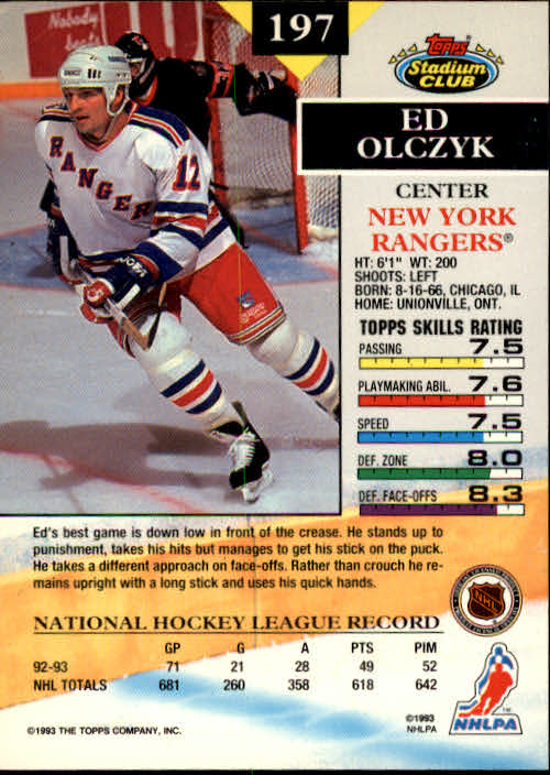 B1400- 1993-94 Stadium Club Hk #s 1-250 +Rookies -You Pick- 15+ FREE US SHIP - Picture 387 of 493