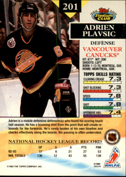 B1400- 1993-94 Stadium Club Hk #s 1-250 +Rookies -You Pick- 15+ FREE US SHIP - Picture 395 of 493