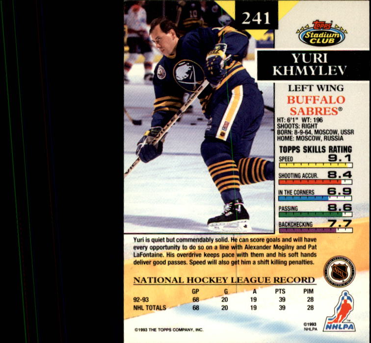 B1400- 1993-94 Stadium Club Hk #s 1-250 +Rookies -You Pick- 15+ FREE US SHIP - Picture 475 of 493