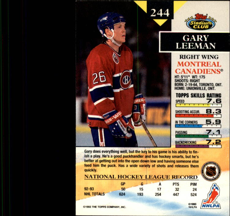 B1400- 1993-94 Stadium Club Hk #s 1-250 +Rookies -You Pick- 15+ FREE US SHIP - Picture 481 of 493