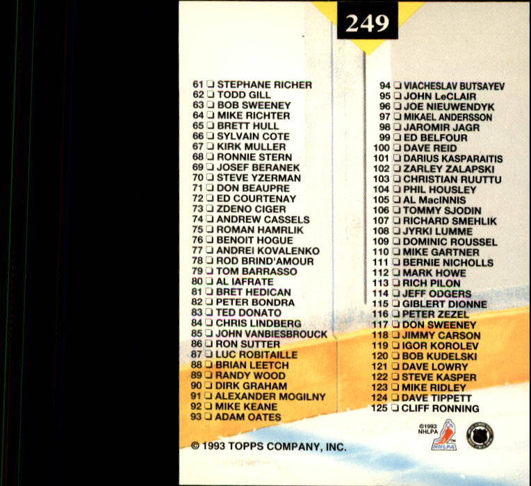 B1400- 1993-94 Stadium Club Hk #s 1-250 +Rookies -You Pick- 15+ FREE US SHIP - Picture 491 of 493