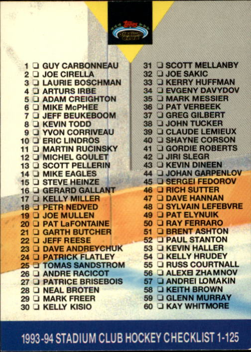 B1400- 1993-94 Stadium Club Hk #s 1-250 +Rookies -You Pick- 15+ FREE US SHIP - Picture 490 of 493