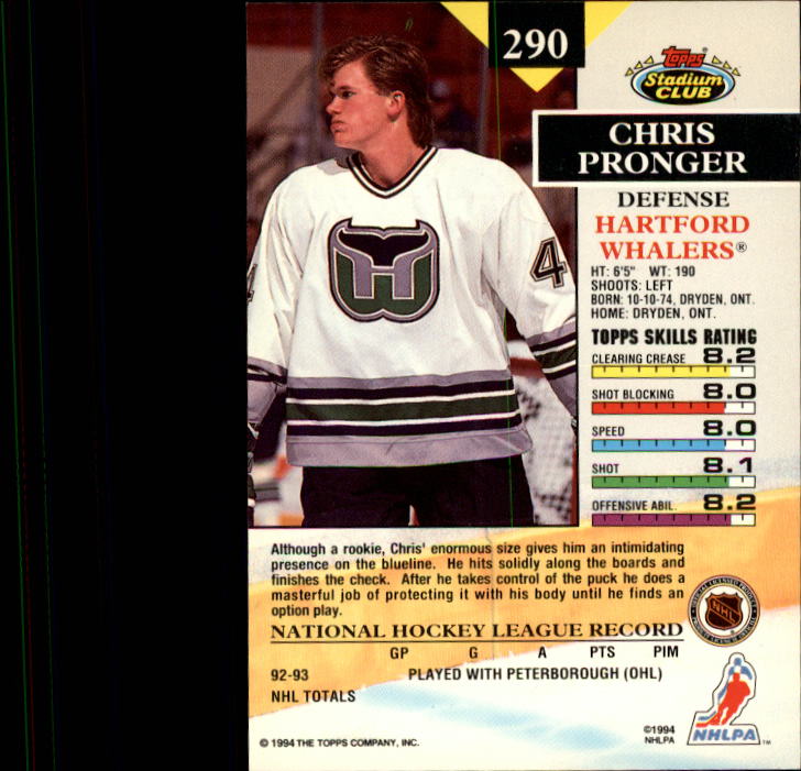 1993-94 Stadium Club #290 Chris Pronger back image