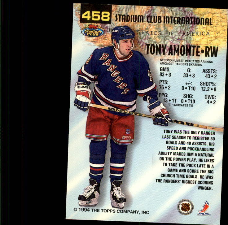 1993-94 Stadium Club #458 Tony Amonte back image