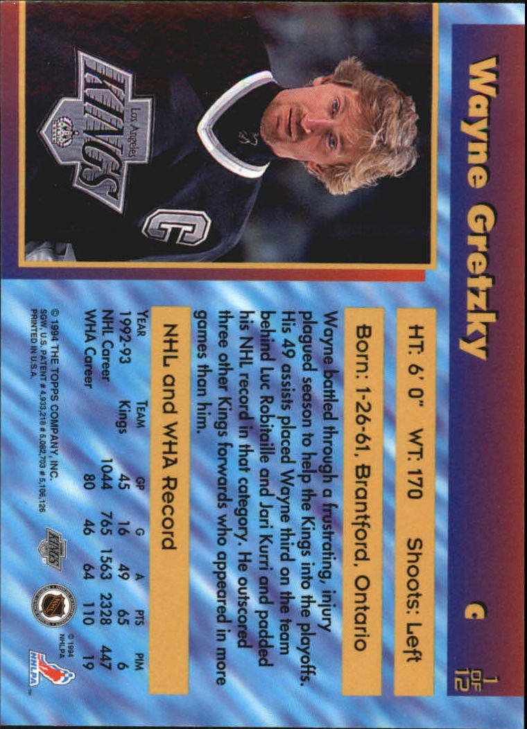 1993-94 Stadium Club Finest Inserts #1 Wayne Gretzky back image