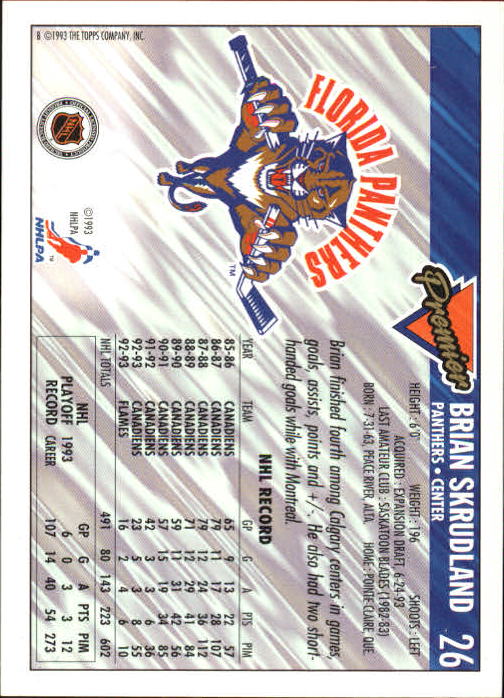 1993-94 Topps Premier #26 Brian Skrudland back image