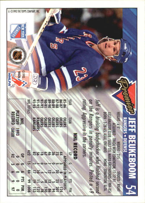 A0530- 1993-94 Topps Premier Hk #s 1-250 +Rookies -You Pick- 15+ FREE US SHIP - Picture 103 of 459